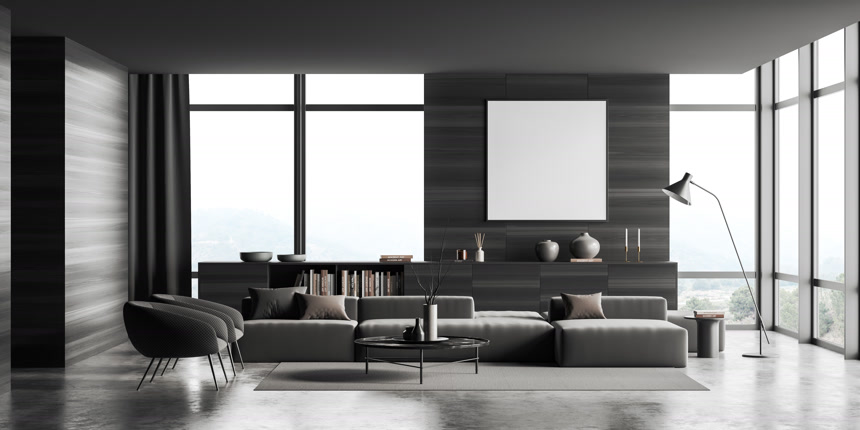 客厅室内沙发和两个扶手椅与咖啡桌案例图室设计