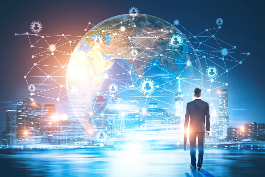 提手提箱男人的科技图