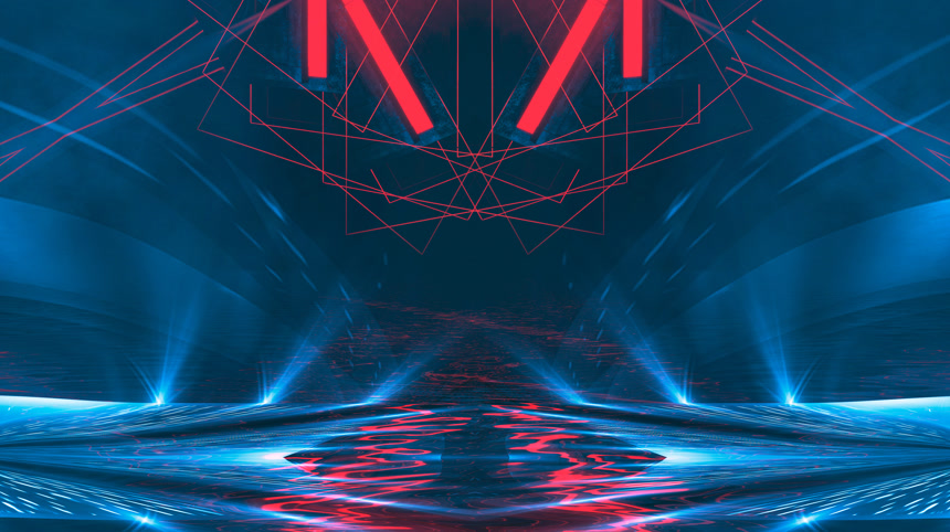 黑暗抽象的未来派现代霓虹灯背景未来科技