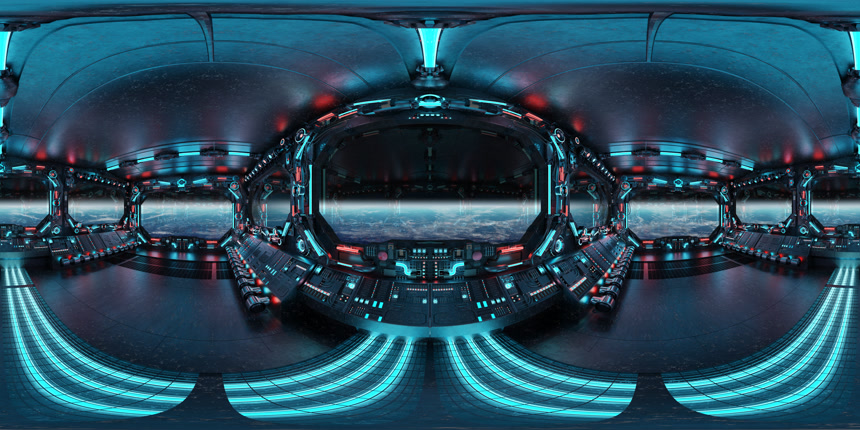 深蓝色宇宙飞船内部航空航天器材素材