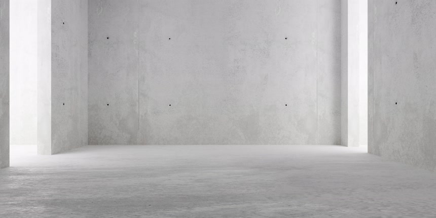 带有间接照明的空的现代混凝土房工程建筑毛坯房