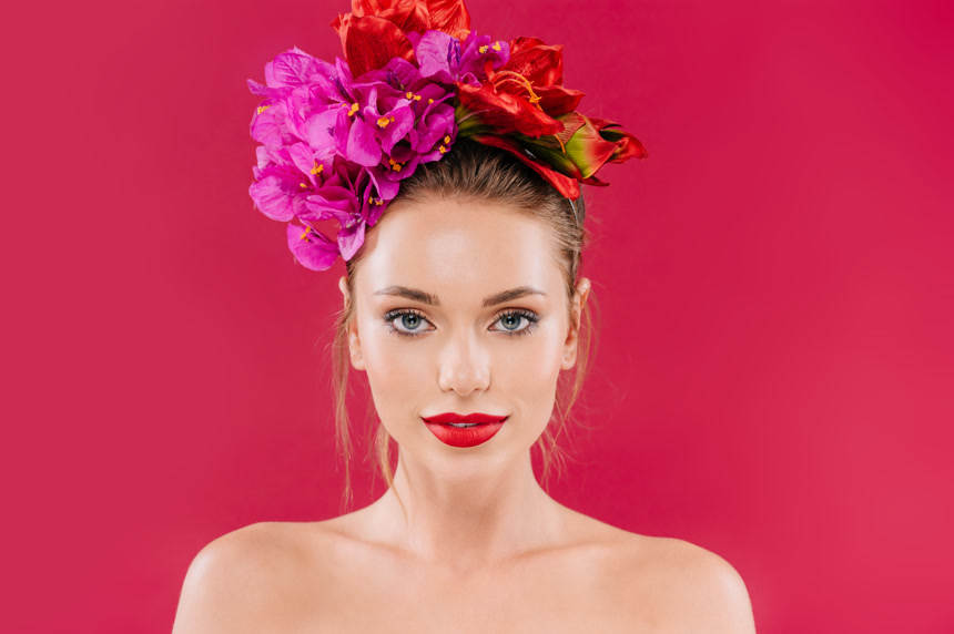 头戴花环的美女美容医美棚拍摄影