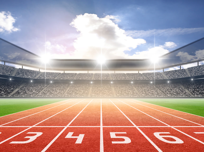 竞技体育场的田径跑道体育馆