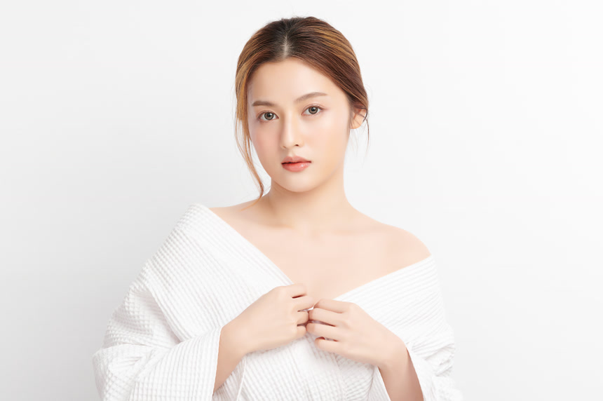 漂亮的女模特医美广告创意肖像人像背景壁纸