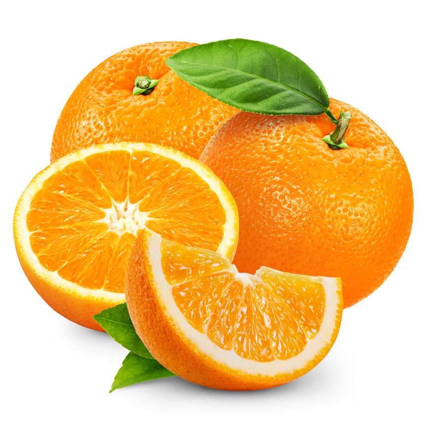 新鲜有机鲜切水果橙子水果特写白底图