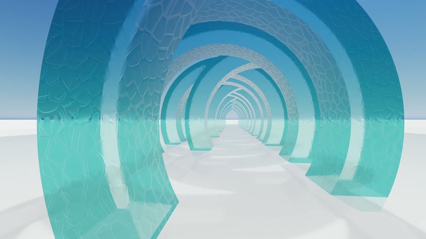 三维插图现代蓝色抽象梁结构未来感建筑设计