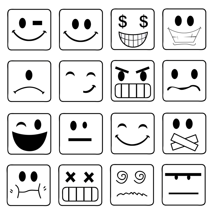  表情图标集白底图   儿童插画