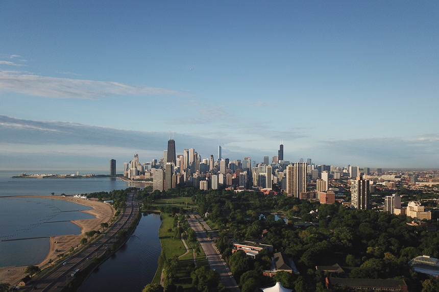 美国城市芝加哥城市建筑群人文建筑