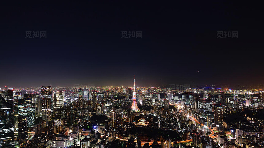 黑色建筑现代城市夜景繁华建筑群城市背景图片