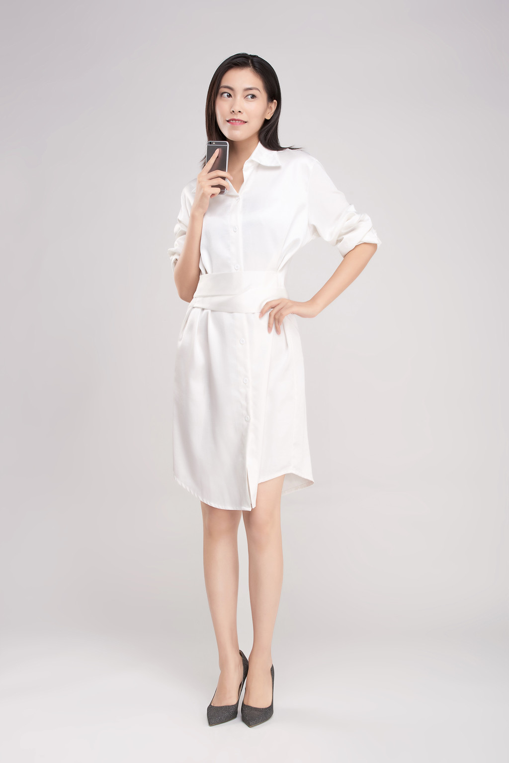 商务女性打电话背景图片