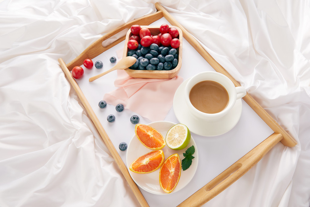 文艺水果早餐美食背景图片