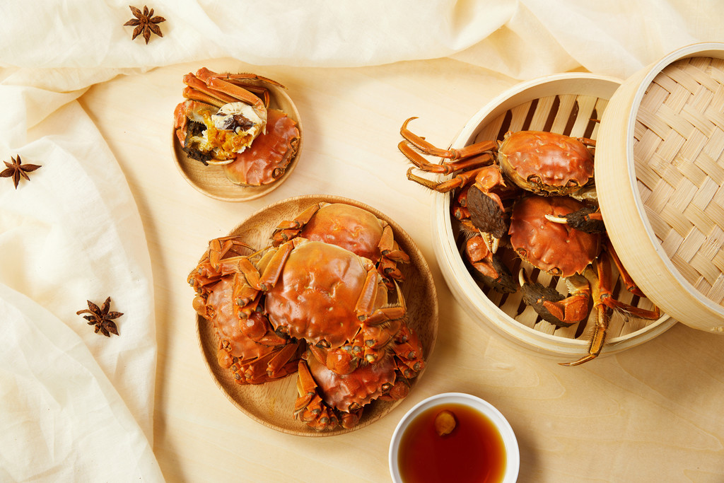 肥美大闸蟹美食背景图片