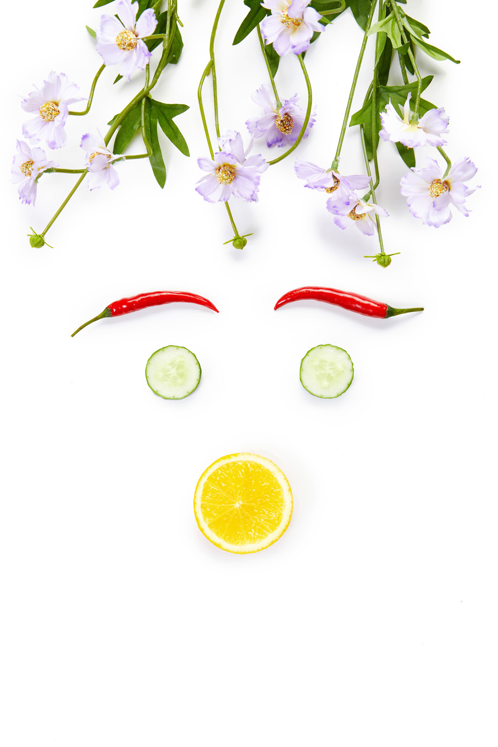 春天白底创意果蔬背景图片