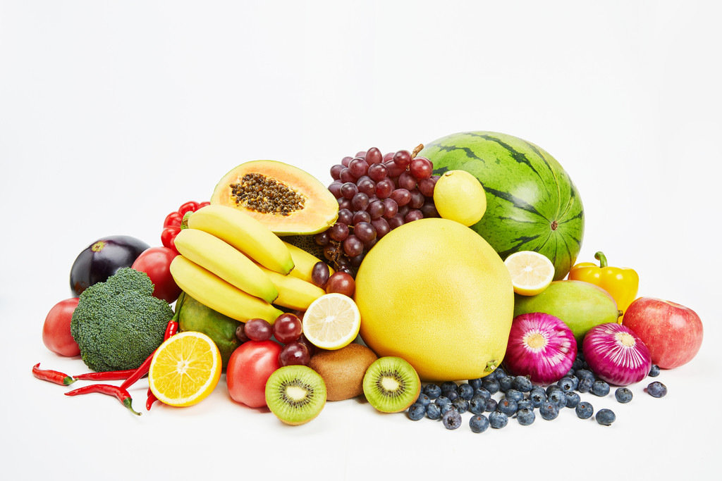 白底丰富水果果蔬图片