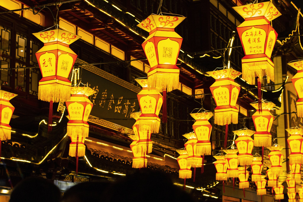 2019新年逛庙会彩灯节背景图片