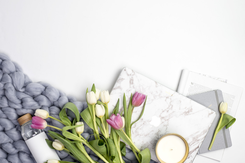 简约小清新郁金香花卉装饰图片背景