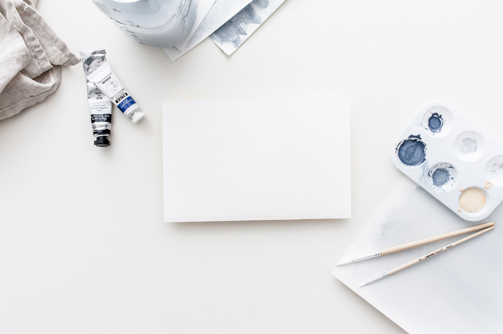 简约创意感水彩颜料画笔背景图片