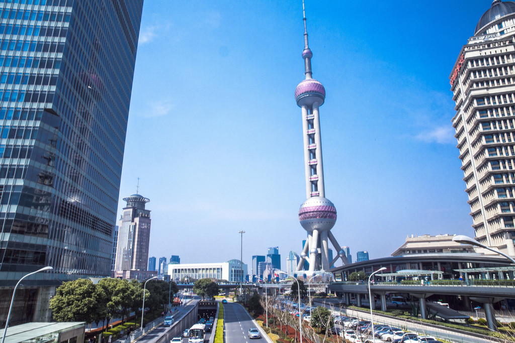 商务城市上海建筑物背景图片