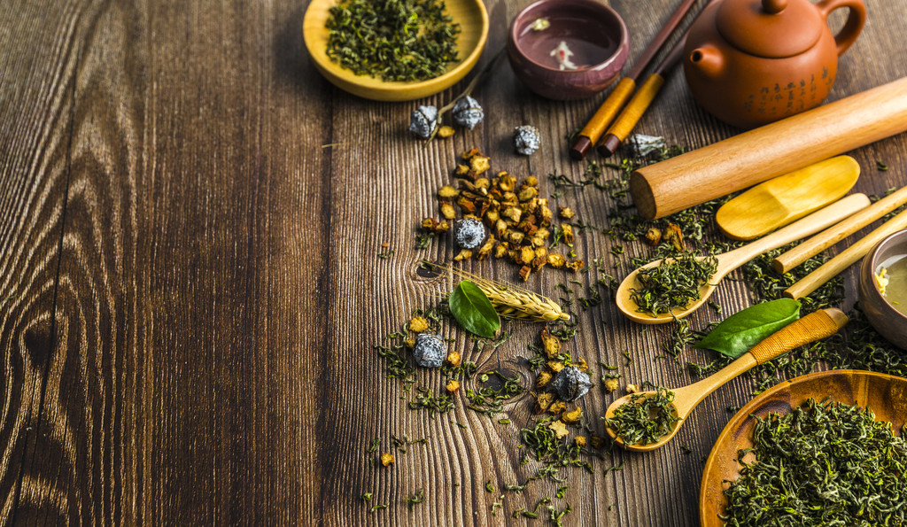 春季茶叶花茶背景图片