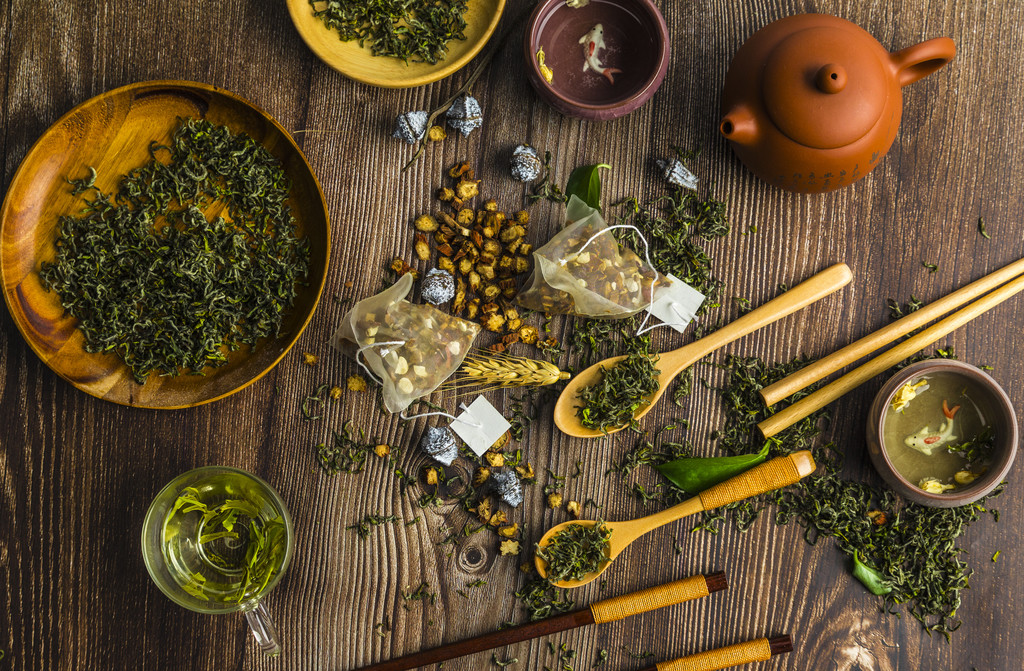 春季茶叶花茶背景图片