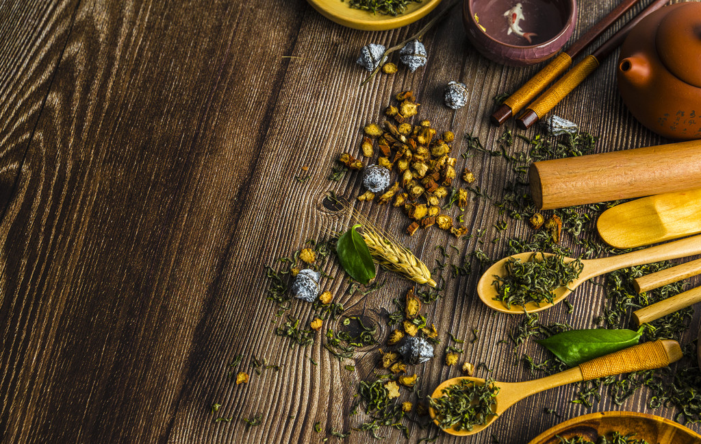 春季茶叶花茶背景图片