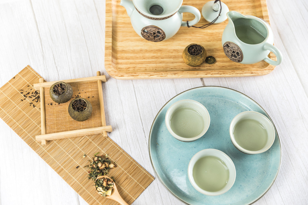 绿色春茶清新茶叶背景图片