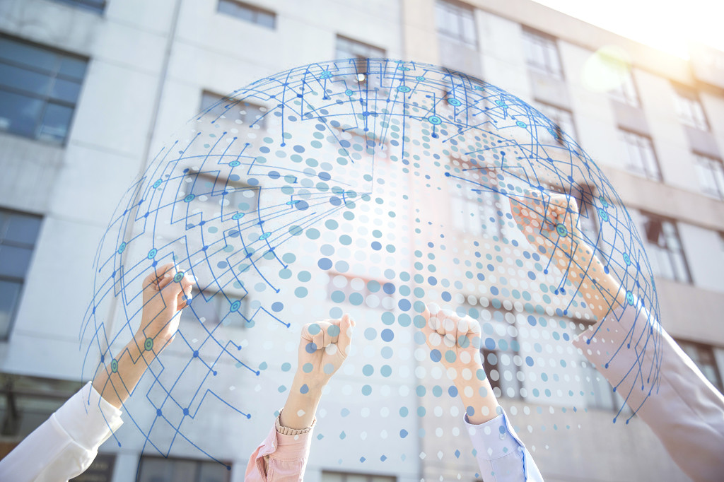 背景商务团队科技胜利成功图片