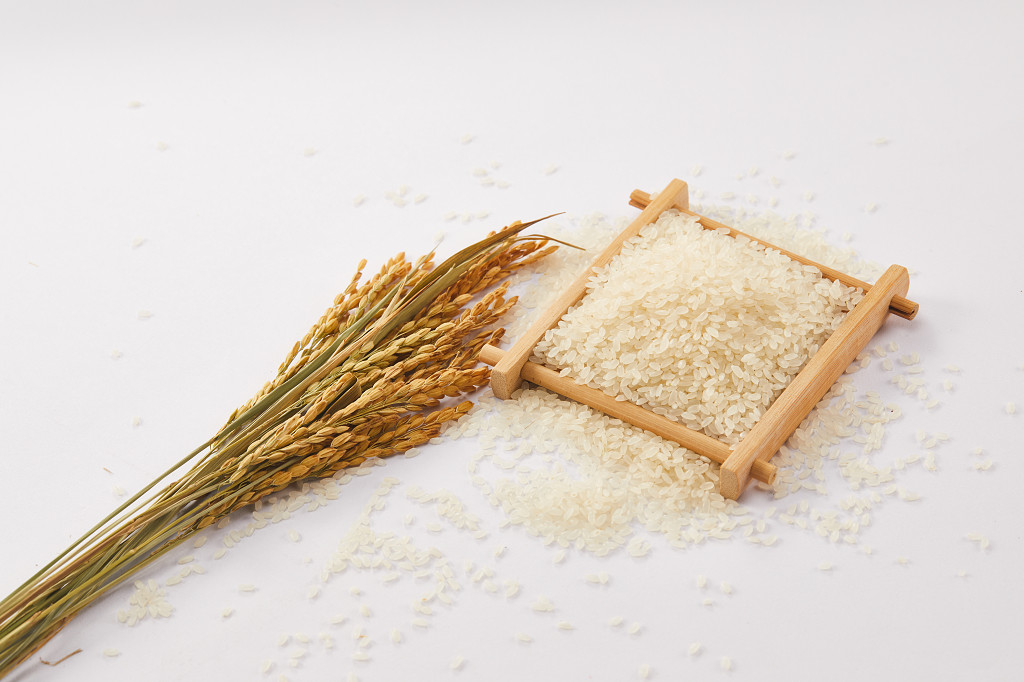 粮食白底木盒麦穗麦子大米秋天丰收配图谷物丰收节