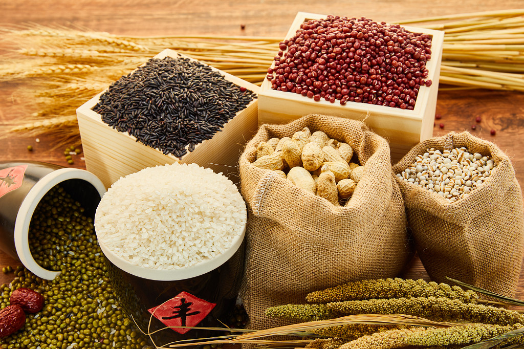 粮食木纹秋天麦穗麦子坛子丰收配图谷物丰收节