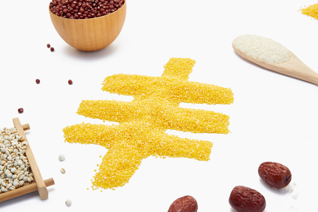 粮食白底红枣小米拼字丰字秋天丰收配图谷物丰收节