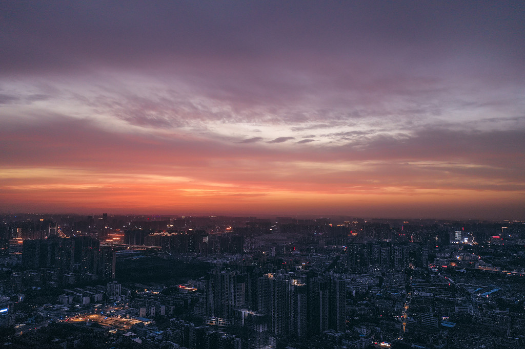 落日余晖 晚霞风光 城市夜景 夜景风光