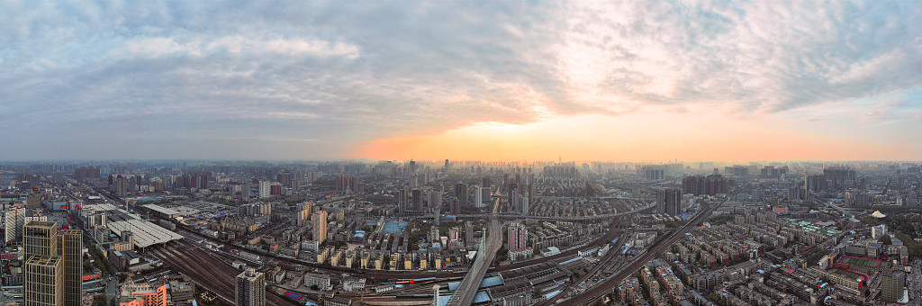 城市建筑远景图 城市建筑 郑州火车站周边全景图