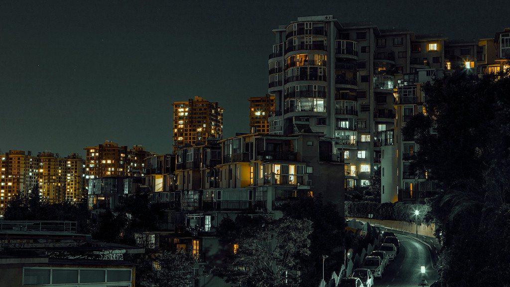 昆明市都市夜景现代建筑高视角图片城市