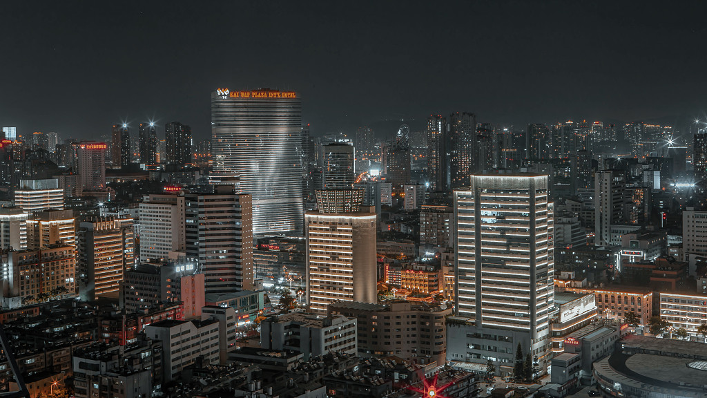 昆明市都市夜景现代建筑高视角图片城市