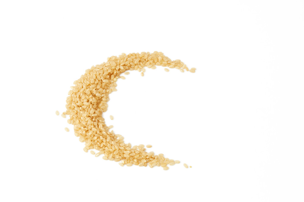 白底实拍粮食糙米米粒粮食谷物散落糙米月牙形