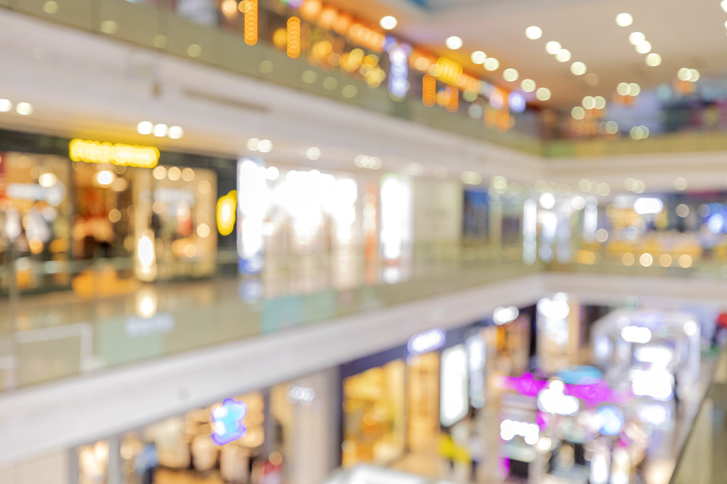 商场内景室内商场商场室内模糊画面