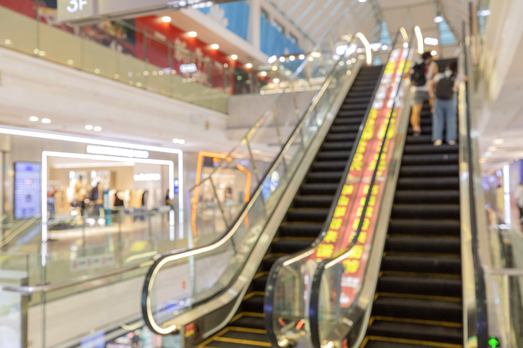 商场内景商场电梯商场扶梯多层大空间