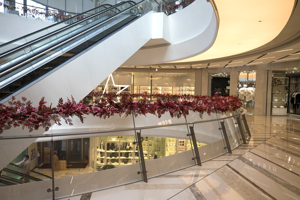 商场内景多商店画面商场商场走廊商场扶梯