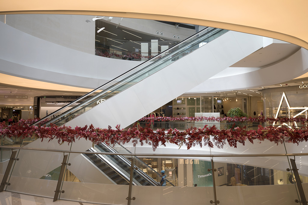 多层大空间商场内景商场扶梯商场电梯