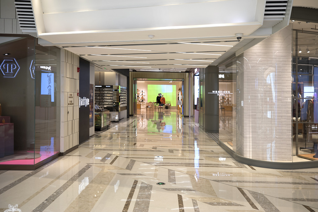 商场内景多商店画面商场购物大空间画面