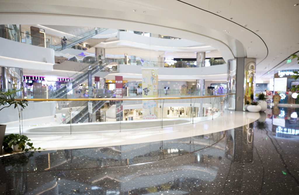 商场电梯商场扶梯多层大空间商场内景多商店画面