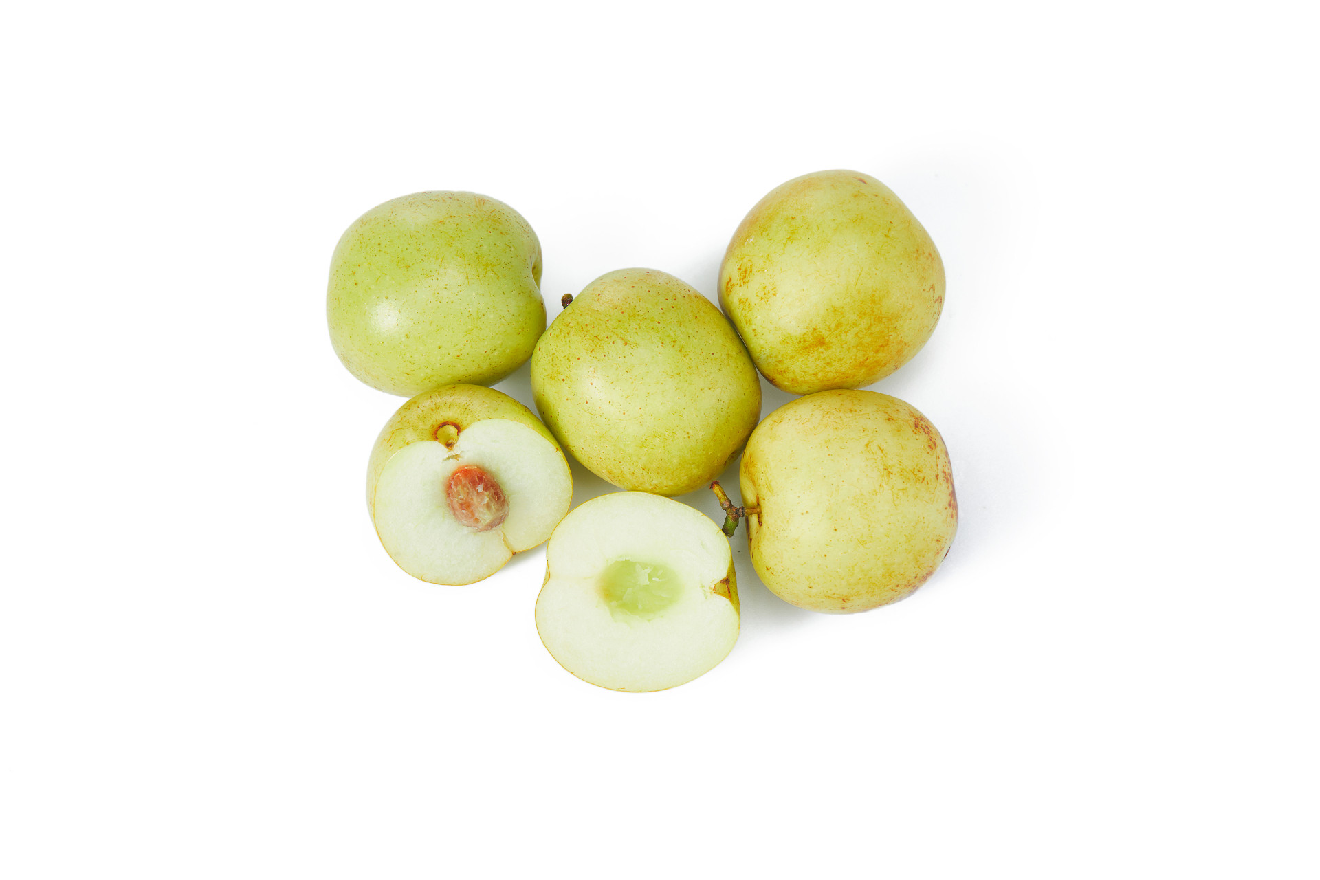 白底水果一堆冬枣枣鲜枣枣子大枣冬枣切开冬枣