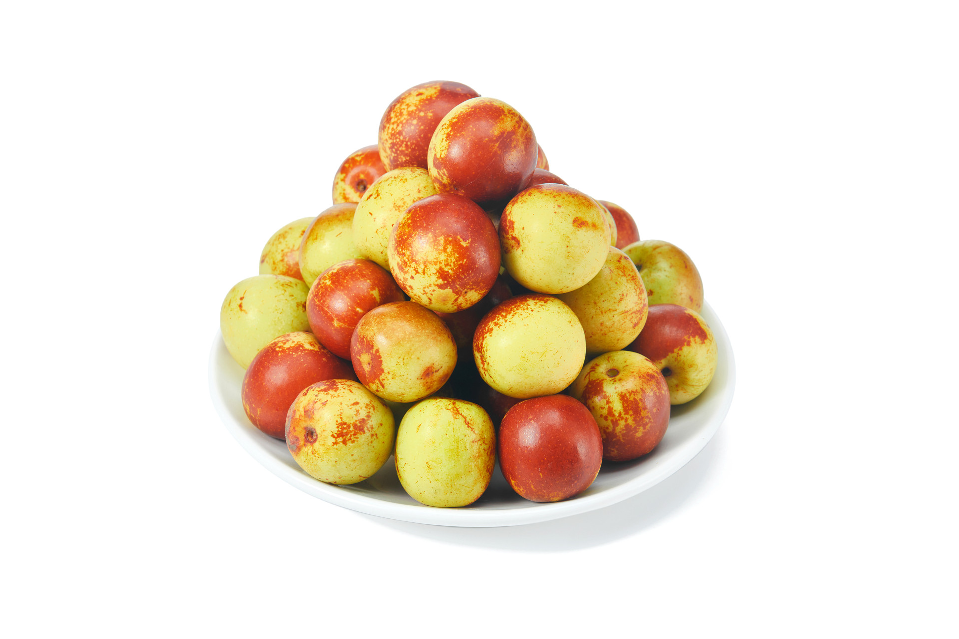 白底水果盘子一盘冬枣枣鲜枣枣子大枣冬枣