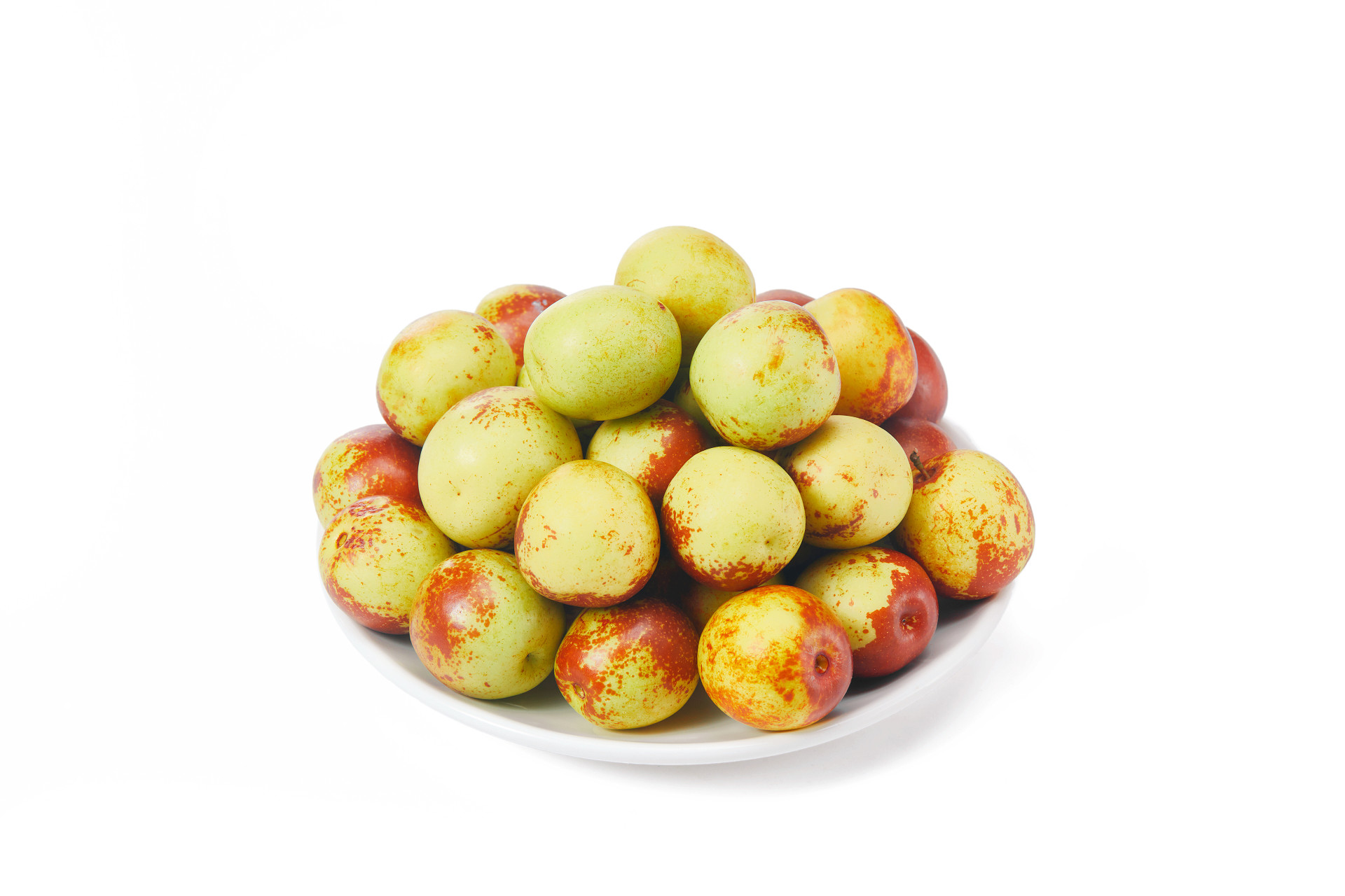 白底盘子一盘冬枣一盘鲜枣枣鲜枣枣子大枣冬枣