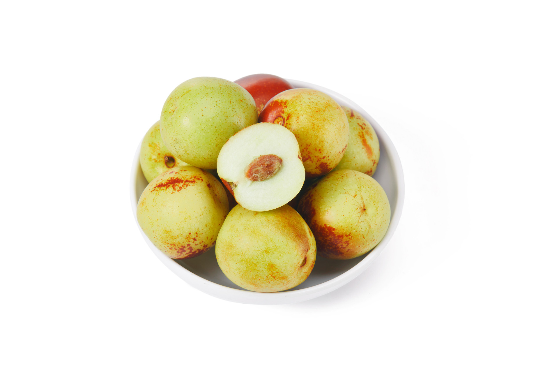 白底盘子一盘冬枣枣鲜枣枣子大枣冬枣