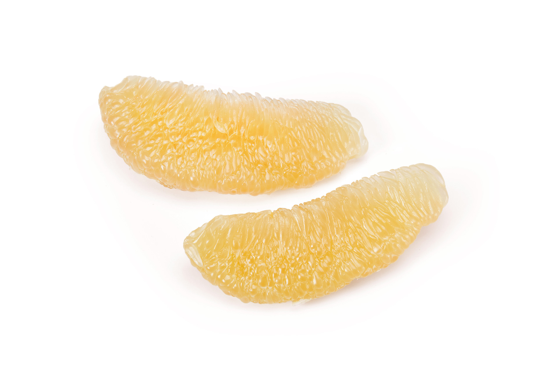 白底水果柚子两瓣柚子剥开柚子