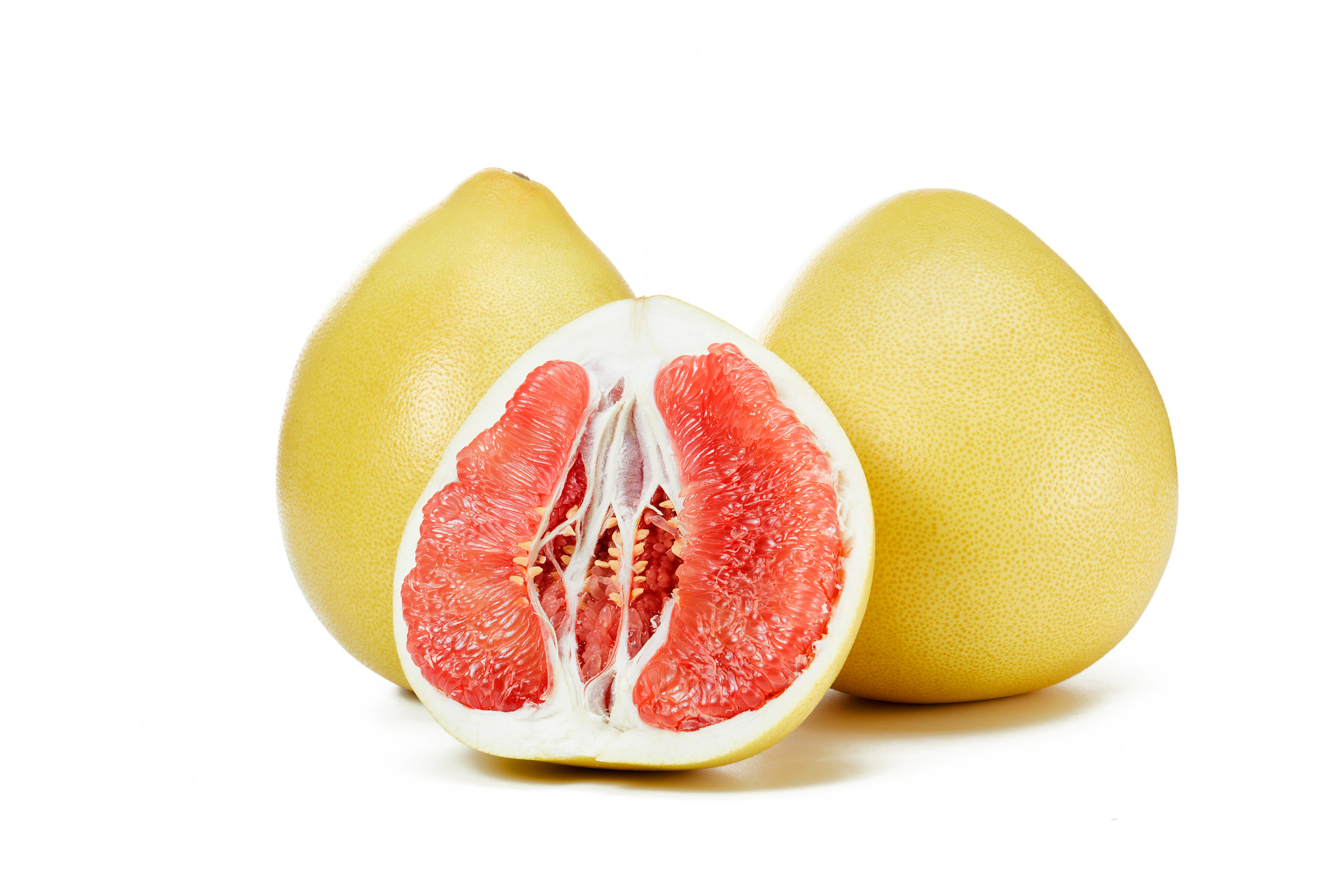白底水果柚子红柚半个柚子剥开柚子整个柚子