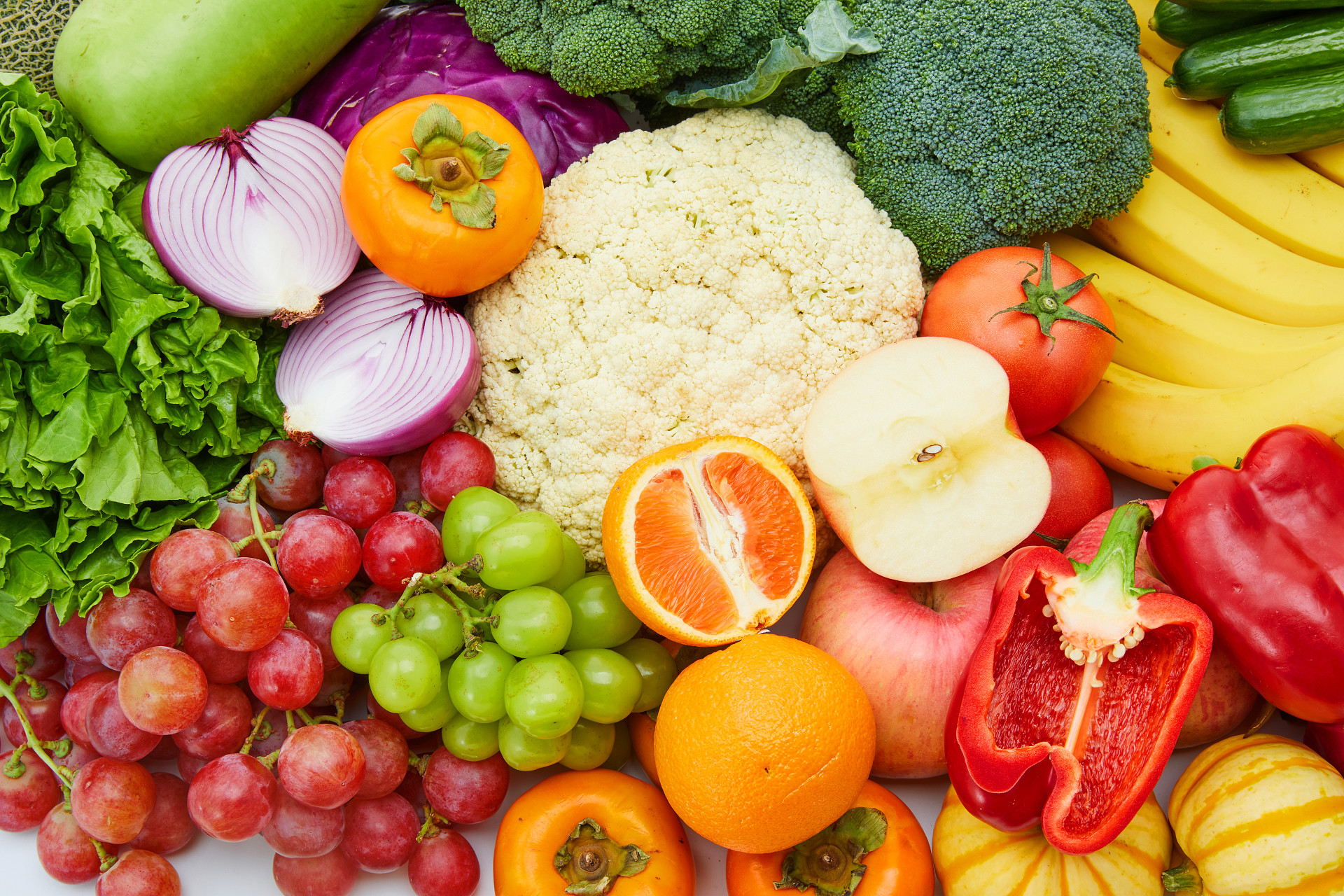 平铺果蔬组合蔬菜水果青椒橙子