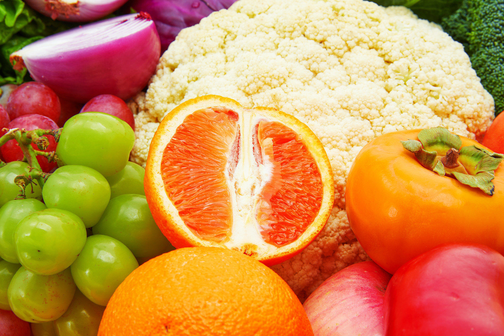 平铺果蔬组合蔬菜水果橙子柿子