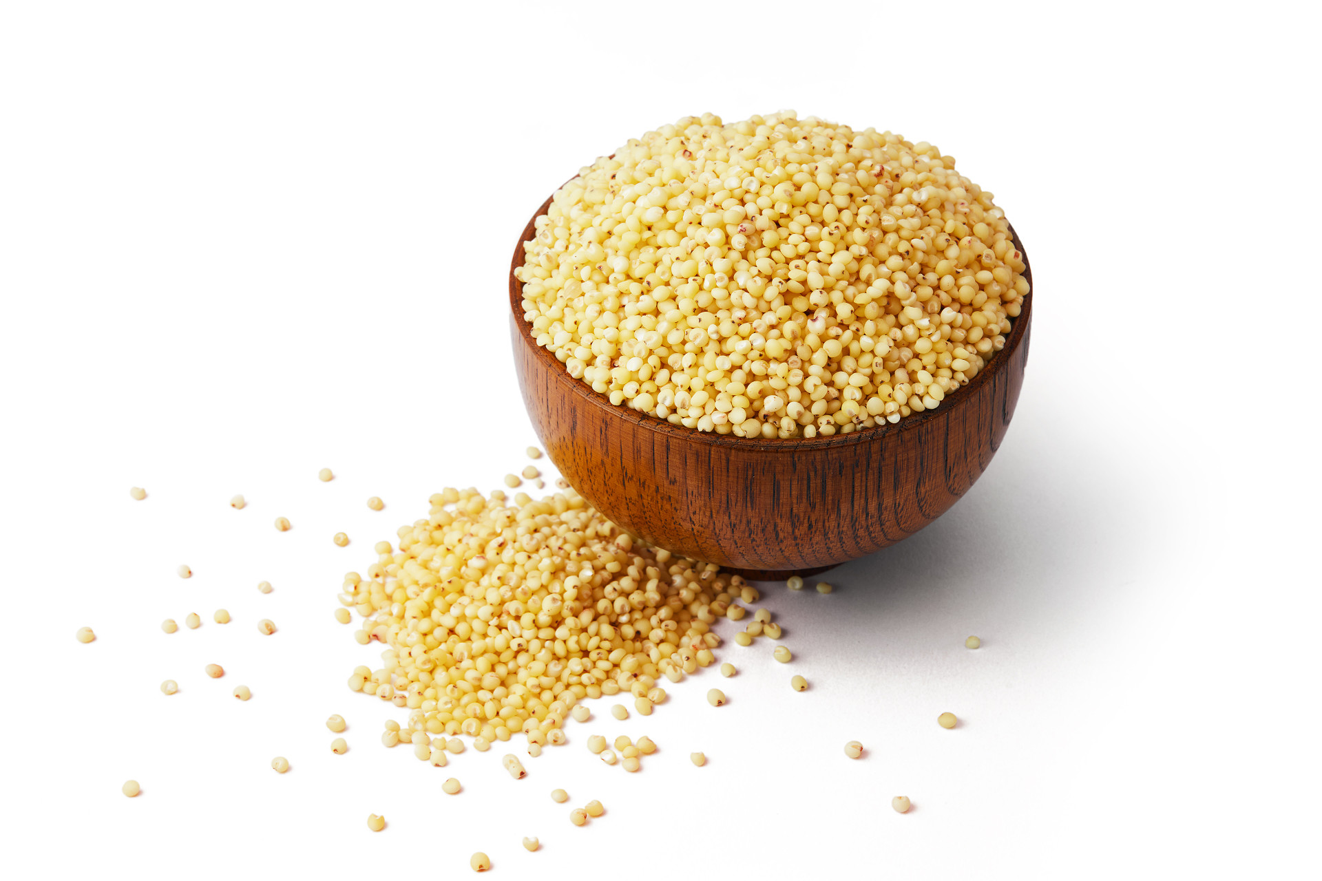 白底木碗高粱米一碗高粱米散落米粒散落高粱米